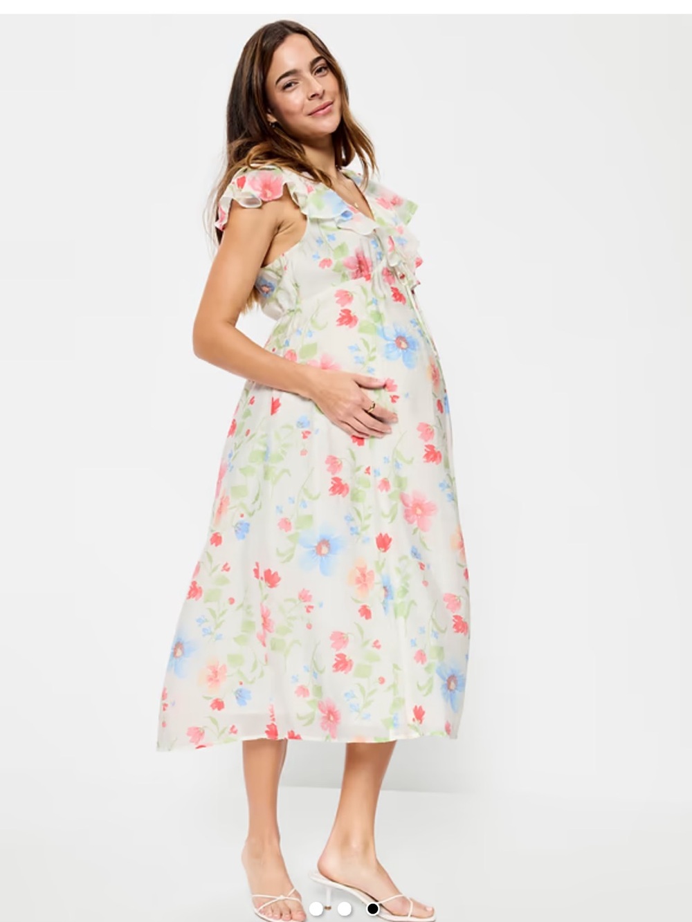 Old Navy Floral Maternity Dress eith Pink & Blue Flowers - Picture 3 of 5